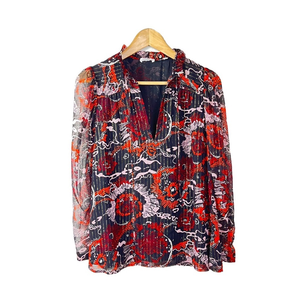 A.L.C. Top Blouse Floral Print Chiffon